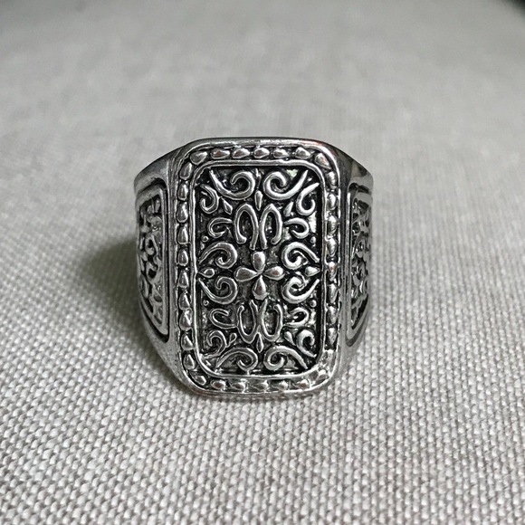 Lia Sophia Jewelry - Boho Silver Engraved Ring, Sz 7